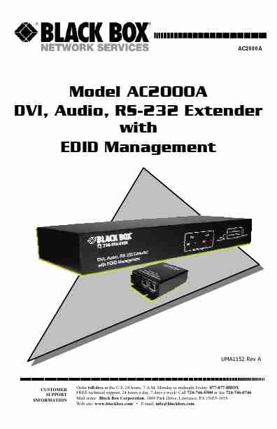 Black Box Musical Instrument Amplifier DVI, Audio, RS-232 Extender with EDID Management-page_pdf